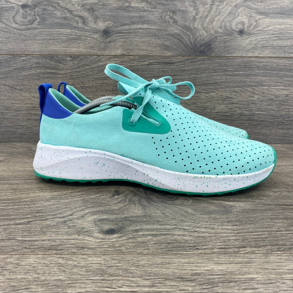 Native Mercury Liteknit Sneaker Mens 8 Turquoise Blue Perforated Speckled Sole - Picture 1 of 9